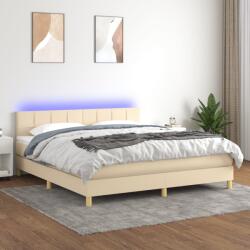 vidaXL krémszínű szövet rugós és LED-es ágy matraccal 180 x 200 cm (3133738)