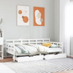 vidaXL fehér tömör fenyőfa kanapéágy fiókkal 80 x 200 cm (3302141)