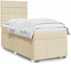 vidaXL krémszínű szövet rugós ágy matraccal 90 x 190 cm (3293828)