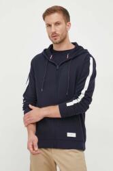 Tommy Hilfiger pamut pulóver otthoni viseletre sötétkék, nyomott mintás, kapucnis - sötétkék M