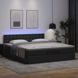 vidaXL Ottomán ágykeret matraccal fekete 200x200cm műbőrrel (3312172)