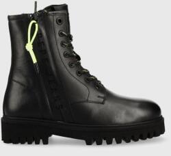 Pepe Jeans bőr csizma Trucker Laces W fekete, női, enyhén téliesített, lapos talpú - fekete Női 37
