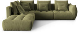 Micadoni Coltar modular Bloom cu tapiterie din catifea si colt pe partea stanga, verde deschis (MIC_LCO_184_F1_BLOOM5)