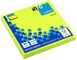 INFO NOTES Notes autoadeziv 75x75 mm, 80 file, verde neon, INFO NOTES (IN565433)