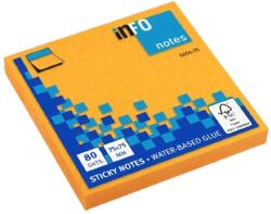 INFO NOTES Notes autoadeziv 75x75 mm, 80 file, portocaliu neon, INFO NOTES (IN565435)