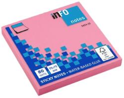 INFO NOTES Notes autoadeziv 75x75 mm, 80 file, roz neon, INFO NOTES (IN565432)