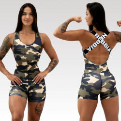 NEBBIA - Rövid fitness overál GYM RAT 512 (camo green) (M) - NEBBIA