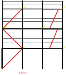 MJ Gerüst Homlokzati állvány szett 75, 6 m2 fém pallóval (8, 4 m x 9 m) (allvanyszett75fem)