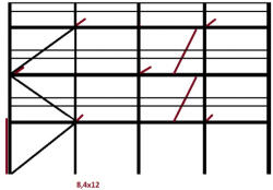 MJ Gerüst Homlokzati állvány szett 100, 8 m2 fém pallóval (8, 4 m x 12 m) (allvanyszett100fem)