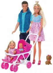 Hubners Set papusa Steffy, papusa Kevin, papusa Evi, si accesorii, fetite 3 ani+, Simba Steffi Love Papusa