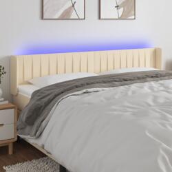 vidaXL LED горна табла за легло, кремава, 183x16x78/88 см, плат (3123493)