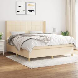 vidaXL Pat box spring cu saltea, crem, 160x200 cm, material textil (3132006)