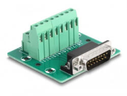 Delock D-Sub 15 tűs apa - Terminal Block DIN sínhez (66909) - aqua