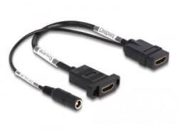 Delock HDMI kábel 4K 60 Hz DC töltéssel 2, 1 x 5, 5 mm 0, 30 m panel-csatlakozó (87038) - aqua