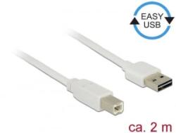 Delock EASY-USB 2.0-s A-típusú > USB 2.0-s B-típusú kábel 2m fehér (83687)