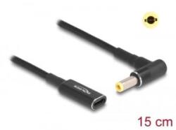 Delock Laptop töltőkábel adapterkábel USB Type-C anya - 5, 5 x 2, 5 mm apa 15cm (60040) (60040) - aqua