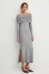 ANSWEAR rochie culoarea gri, maxi, evazată BMYH-SUD0DP_90X (hl041.ios)