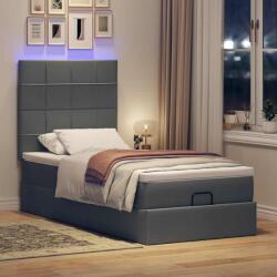 vidaXL Ottomán ágykeret matraccal sötét szürke 90x190cm szövet (3313969) - vidaxl