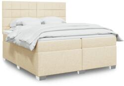 vidaXL krémszínű szövet rugós ágy matraccal 200 x 200 cm (3292900)