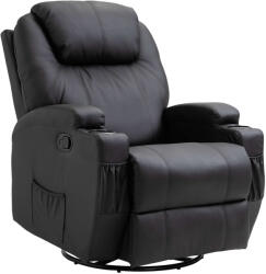 Homcom Masszázsszék, Homcom, 8 masszázspont, 5 mód, 2 intenzitás, forgatható, lábtartó, fekete (700-029V03BK)