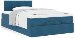 vidaXL Ottomán ágykeret matraccal sötétkék 120x200cm bársony (3311769) - vidaxl