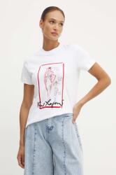 Karl Lagerfeld tricou din bumbac femei, culoarea bej, 245W1713 9BYH-TSD0E0_01X (245W1713)