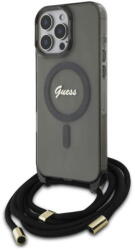 GUESS Husa Husa pentru iPhone 16 Pro - Guess IML Crossbody Cord Script MagSafe (GUHMP16LHCTSGNSK) - Black (KF2342166) - pcone