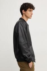 Pepe Jeans geaca bomber de piele TORNO barbati, culoarea negru, de tranzitie, PM402986 9BYH-KUM0C7_99X