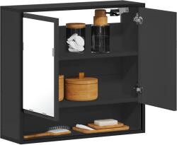 vidaXL fekete szerelt fa fürdőszobai tükör 65x20x60 cm (849259) - vidaxl