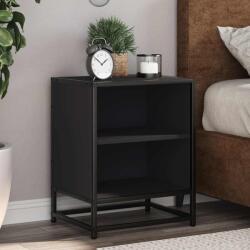 vidaXL éjjeliszekrények 2 db Fekete 40x31x50 cm Méretezett fa és fém (848700)
