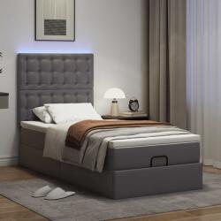 vidaXL Ottomán ágykeret matraccal Szürke 90x200cm műbőrrel (3313833)