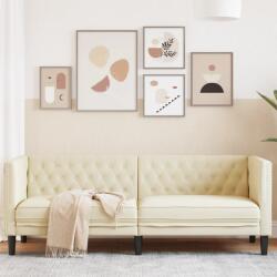 vidaXL 3 személyes krémszínű műbőr Chesterfield kanapé (372667) - vidaxl