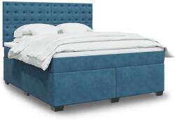 vidaXL kék bársony rugós ágy matraccal 180 x 200 cm (3293294)