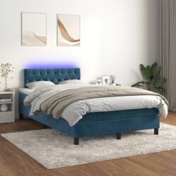 vidaXL sötétkék bársony rugós és LED-es ágy matraccal 120x200 cm (3134577)