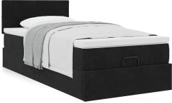 vidaXL Ottomán ágykeret matraccal Fekete 100x200cm bársony (3311755) - vidaxl