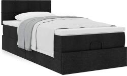 vidaXL Ottomán ágykeret matraccal fekete 90x190cm szövet (3311423)