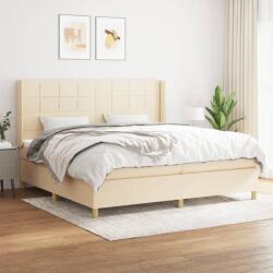 vidaXL krémszínű szövet rugós ágy matraccal 200 x 200 cm (3132022)