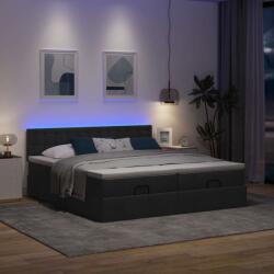 vidaXL Ottomán ágykeret matracokkal Fekete 160x200cm szövet (3312880)