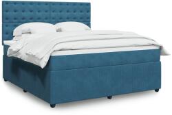vidaXL kék bársony rugós ágy matraccal 180 x 200 cm (3294722)