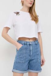 Patrizia Pepe pantaloni scurti jeans femei, neted, high waist PPYX-SZD0UJ_55J