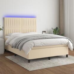 vidaXL krémszínű szövet rugós és LED-es ágy matraccal 140x190cm (3135034)