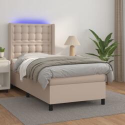 vidaXL cappuccino színű műbőr rugós ágy matraccal és LED-del 90x200 cm (3139366)