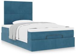 vidaXL Ottomán ágykeret matracokkal sötétkék 120x200cm bársony (3313395)