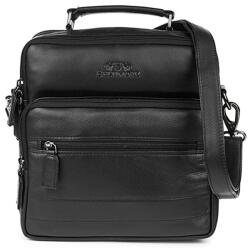 BELTIMORE álló, közepes bőr férfi kézi és válltáska-fekete Q67