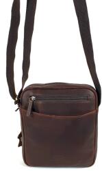 WILD mágneszáras, zippes előzsebes barna zsíros bőr közepes válltáska 25 cm W-784 - taskaweb