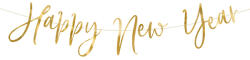 PartyDeco S. r. o Banner, Happy new year, arany, 66cm hosszú