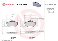 BREMBO fékbetétkészlet, tárcsafék BREMBO P 85 016 (P 85 016)
