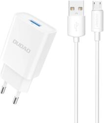 Dudao A4EU hálózati töltő 1xUSB-A csatlakozással és USB-A - microUSB kábellel 2.1A - fehér