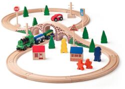 Woodyland Trenulet din lemn cu cale ferata in forma de 8 si locomotiva cu baterie (91121) Trenulet