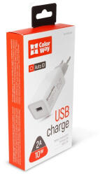 ColorWay USB töltő adapter, 1USB AUTO ID 2A (10W) white (CW-CHS012-WT) - tobuy